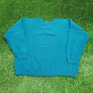 Vintage 90s Hanes Blank Sweatshirt Womens XL 25x21 Teal Blue